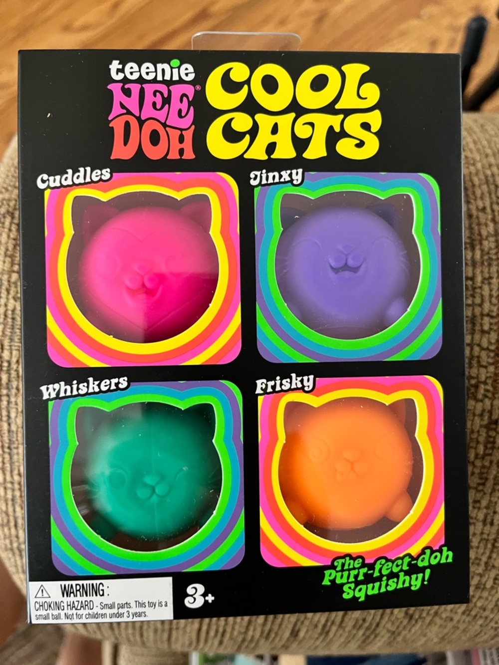 Nee Doh Cool Cats Squishy Toy Set - Pink, Purple, Teal, Orange